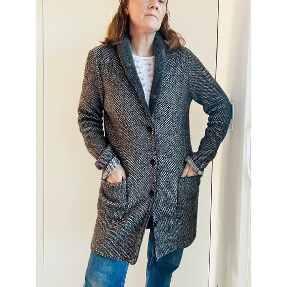 J Jill Sweater Cardi Coat Size XS Faux Fur Warm Cozy Midi Length Brown - Picture 9 of 12